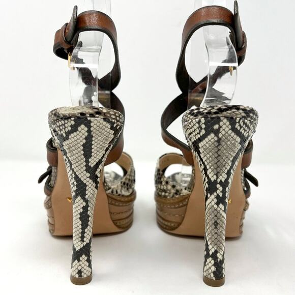 Prada Spring 2009 Python Snakeskin Platform Sandals Size 37 - Picture 5 of 10